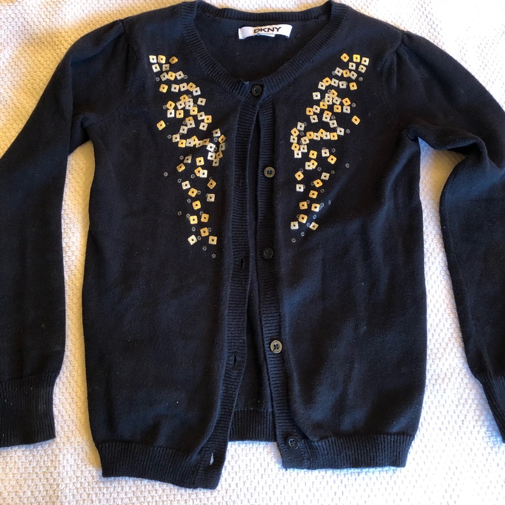 DKNY black girls button down sweater